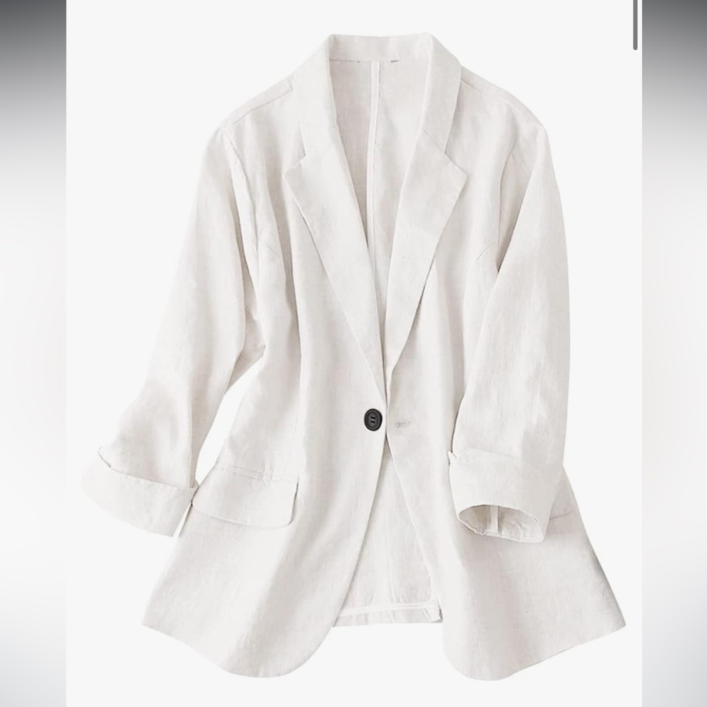 Classic White/Cream Linen-Style Blazer